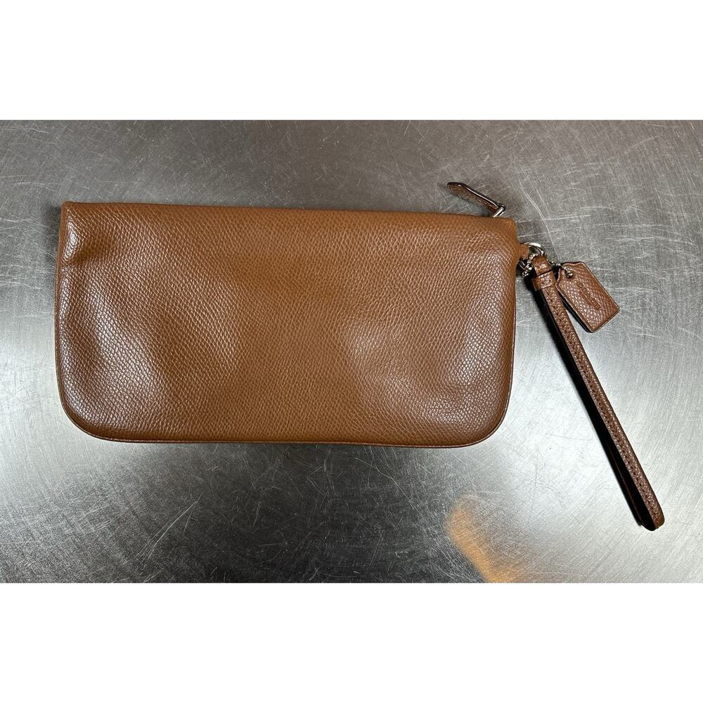 COACH CROSSGRAIN LEATHER LARGE CORNER ZIP WRISTLET POUCH WALLET CLUTCH - Picture 2 of 3